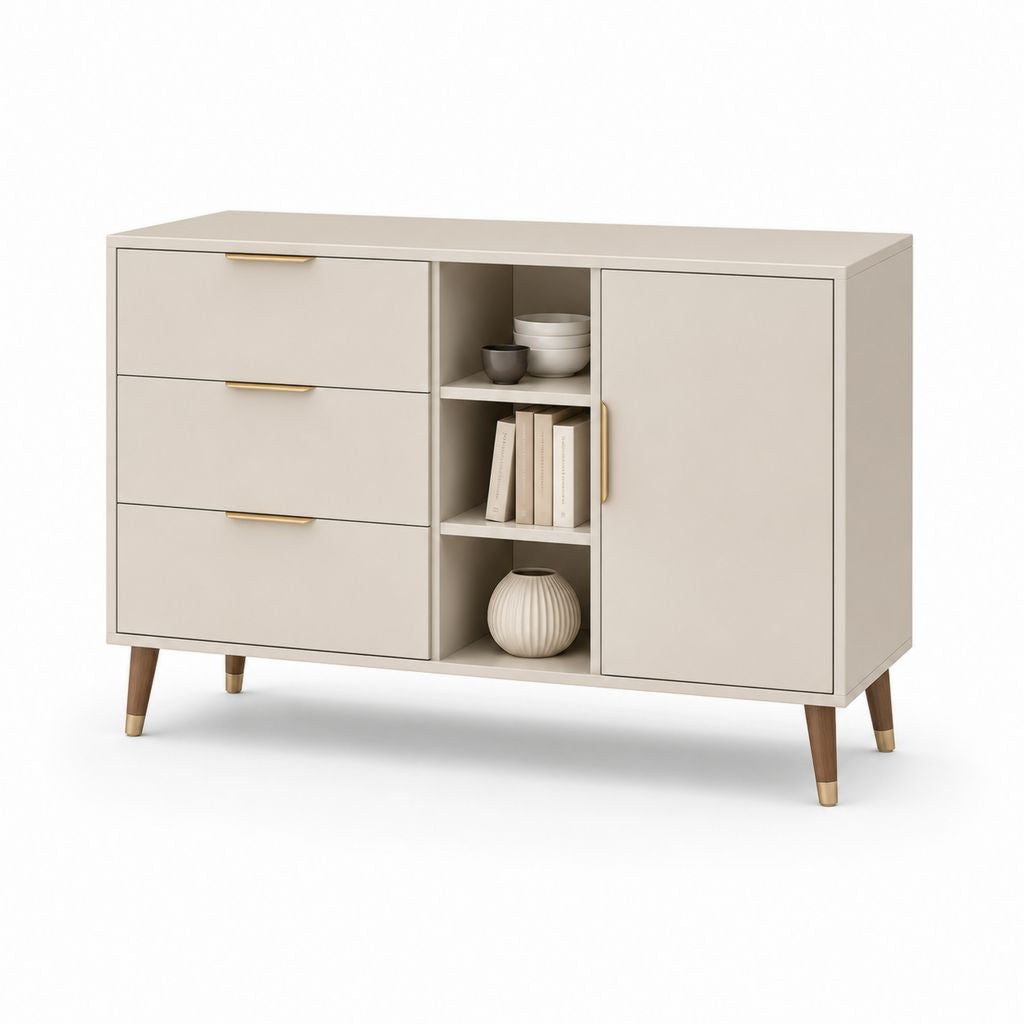 Buffet de salle à manger beige en panneaux MDF rectangulaire 120 x 40 x 80 cm