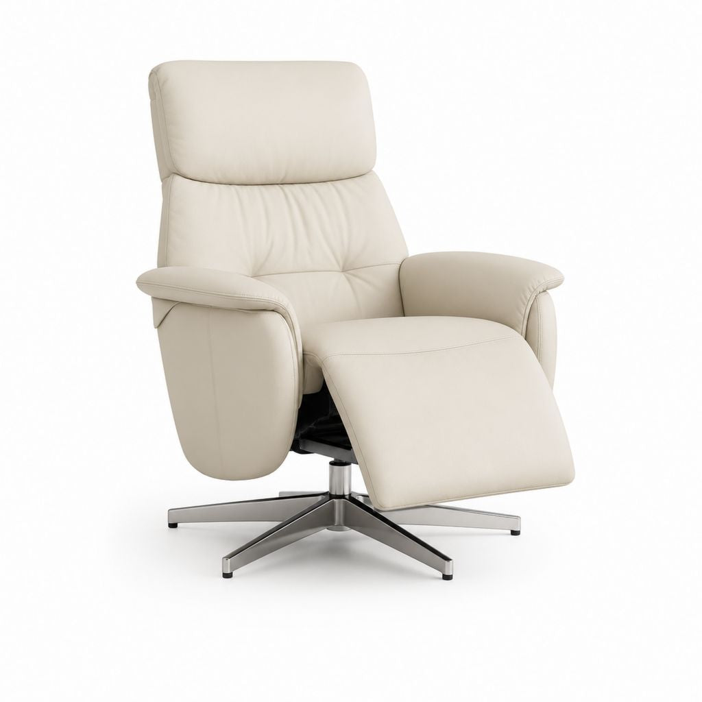 Fauteuil relax pivotant inclinable beige en cuir synthétique PU 82 x 92 x 105 cm
