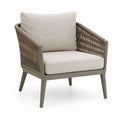 Fauteuil de jardin avec coussins beige et taupe en aluminium et fibres polyester tressées 75 x 78 x 76 cm