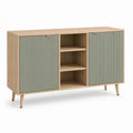 Buffet de salle à manger rectangulaire en panneaux de particules chêne clair et vert sauge 120 x 40 x 85 cm
