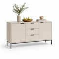 Buffet de salle à manger beige en panneaux MDF rectangulaire 160 x 40 x 80 cm avec 3 tiroirs et 2 portes