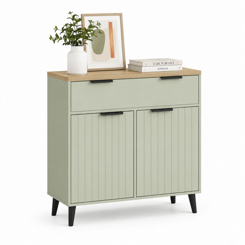 Buffet de salle à manger vert sauge en panneaux MDF 100 x 40 x 90 cm