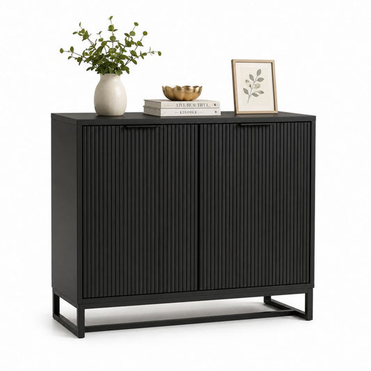 Buffet de salle à manger noir en MDF rectangulaire 120 x 40 x 85 cm