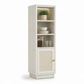 Vaisselier buffet haut ivoire en MDF avec porte textile 60 x 40 x 180 cm