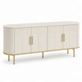 Buffet de salle à manger 4 portes crème en MDF arrondi 180 x 45 x 85 cm